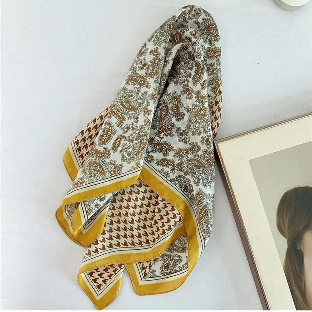 Paisley and Checkered Silky Scarf